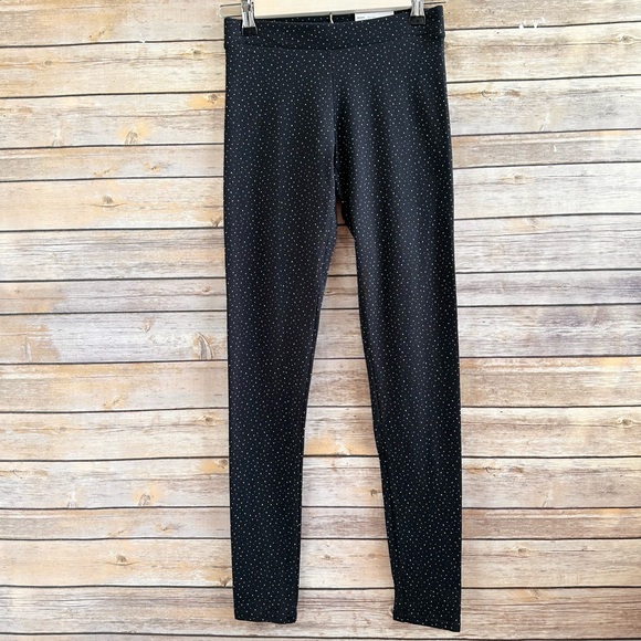 LC Lauren Conrad Leggings Women’s Size XS Black Dot Print Mid-Rise NWT - Picture 1 of 4